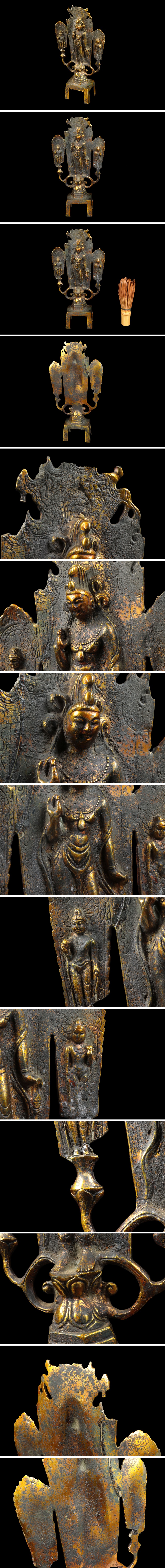 極美品仏教美術 銅器 塗金 菩薩像 仏像 置物 高さ:約23cm 骨董品 美術品 0254tfz 仏像